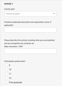 Activity 1 Questionnaire Screen Shot